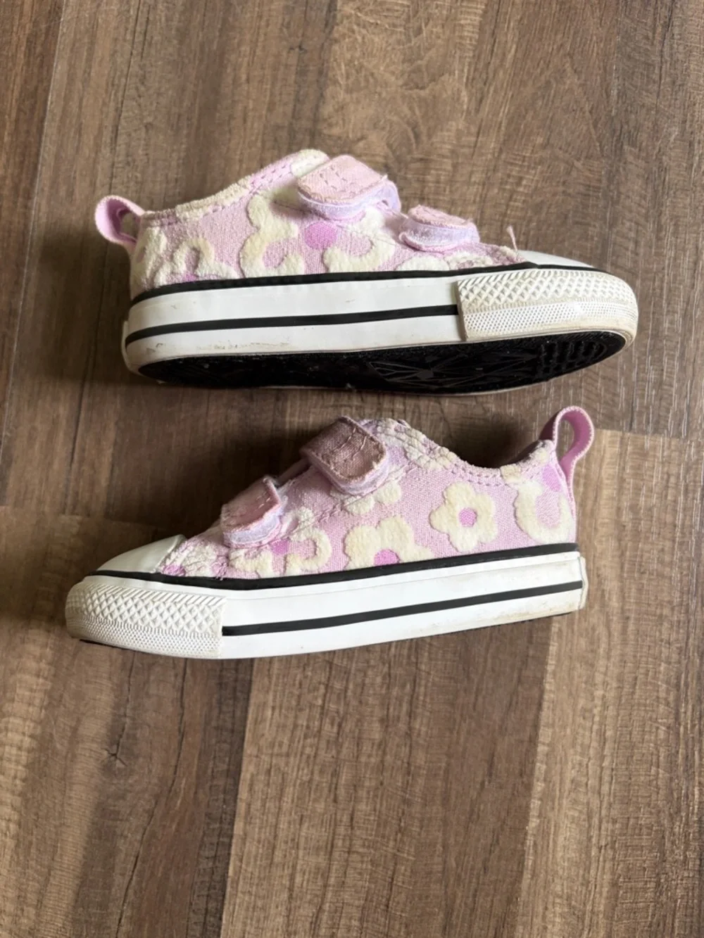 Converse Kids Pink Floral Velcro Canvas Sneakers